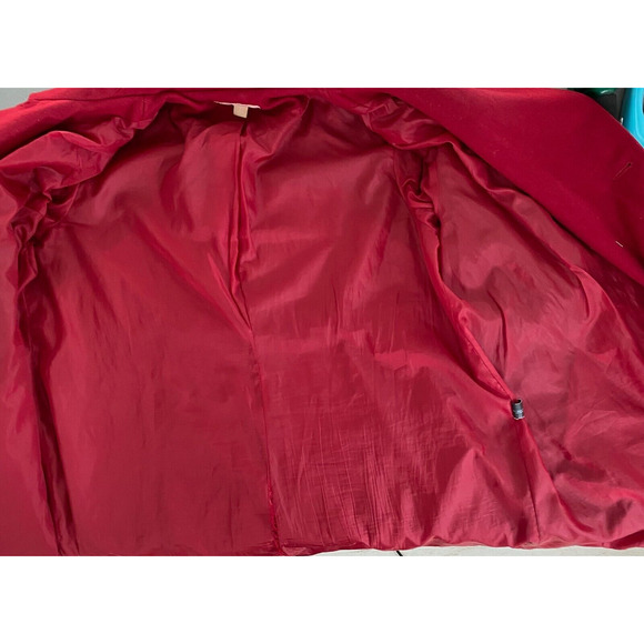 Michael Kors Womens Wool Blend Pea Coat Jacket Size 2X Red Belted Sophisticated - Picture 10 of 14